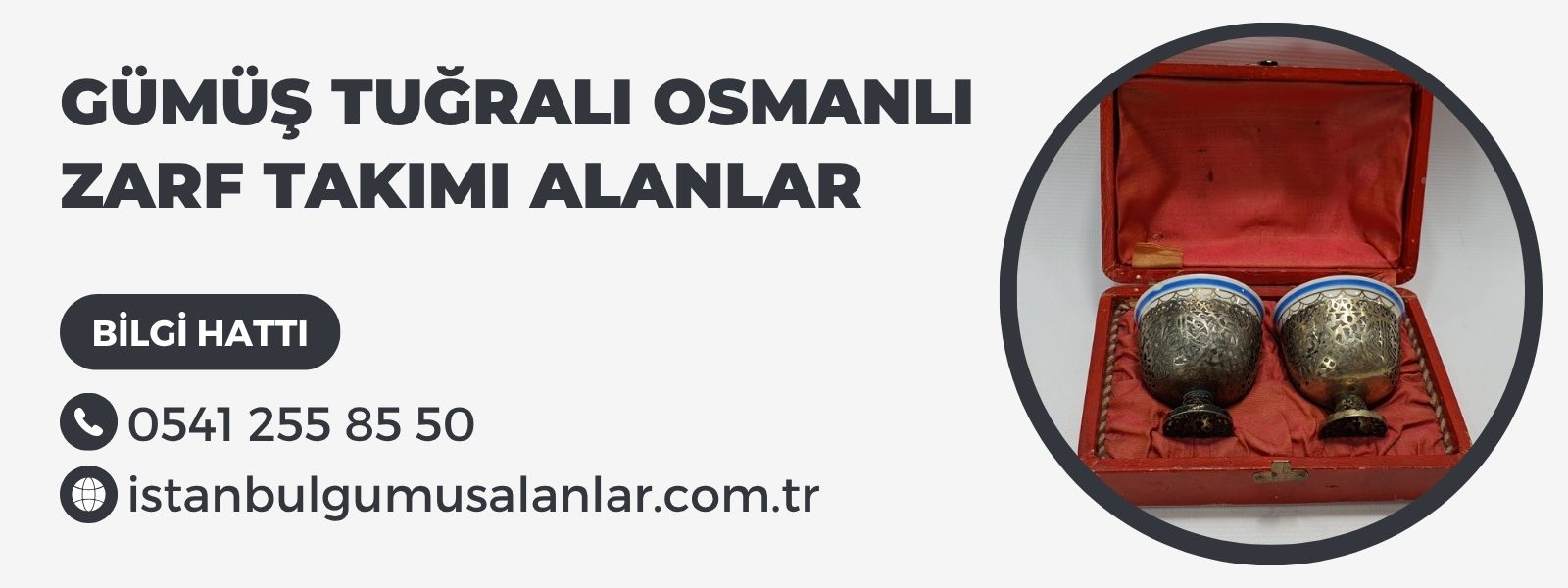 Gümüş Tuğralı Osmanlı Zarf Takımı Alanlar